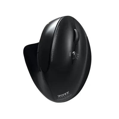 Port Connect Black Ergonomic Rechargeable Bluetooth Mouse